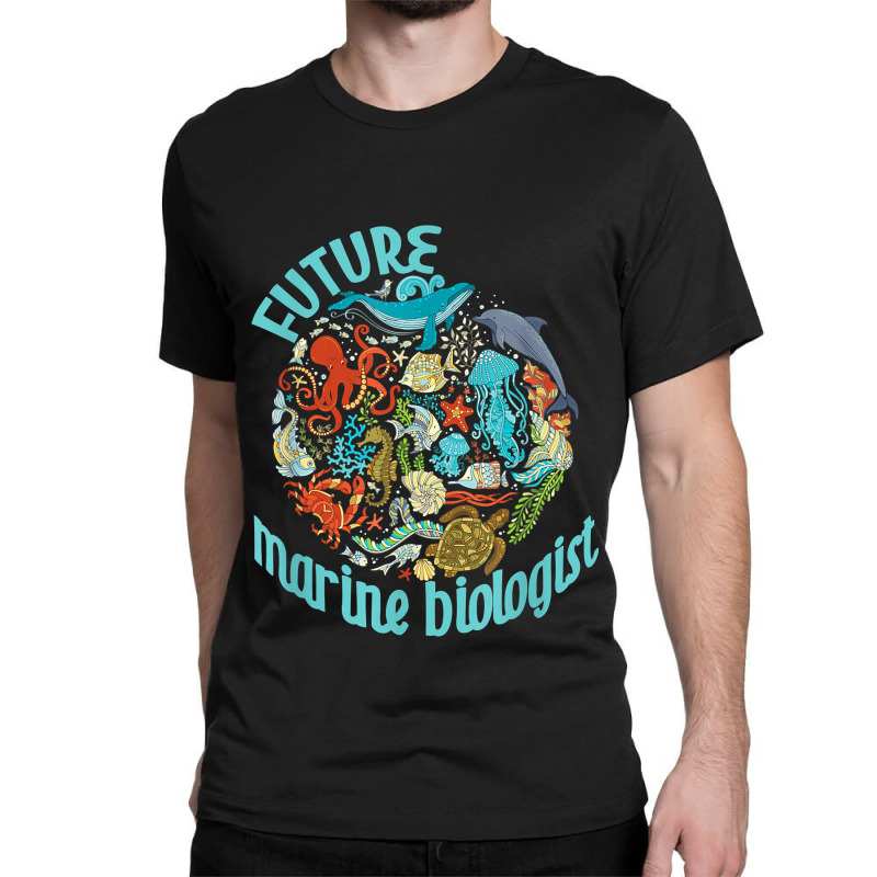 Future Marine Biologist Ocean Life Drawing Whale Octopus Classic T-shirt | Artistshot