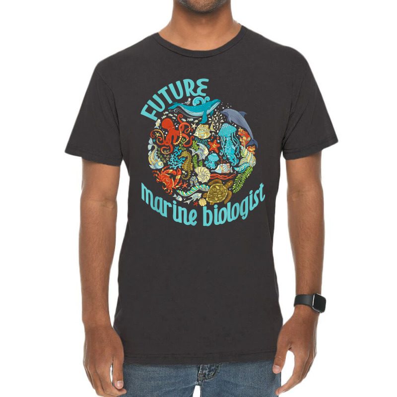 Future Marine Biologist Ocean Life Drawing Whale Octopus Vintage T-shirt | Artistshot