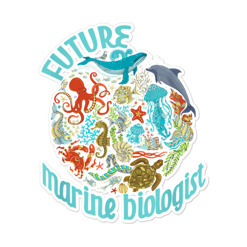 Future Marine Biologist Ocean Life Drawing Whale Octopus Sticker | Artistshot