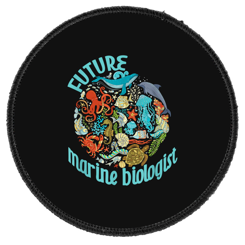 Future Marine Biologist Ocean Life Drawing Whale Octopus Round Patch | Artistshot