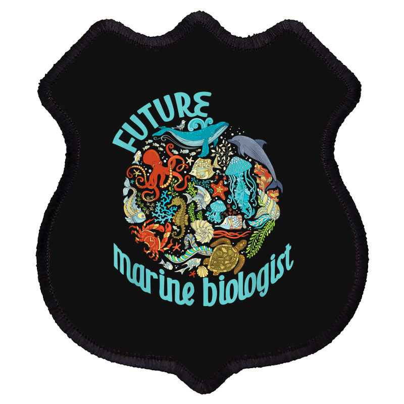 Future Marine Biologist Ocean Life Drawing Whale Octopus Shield Patch | Artistshot