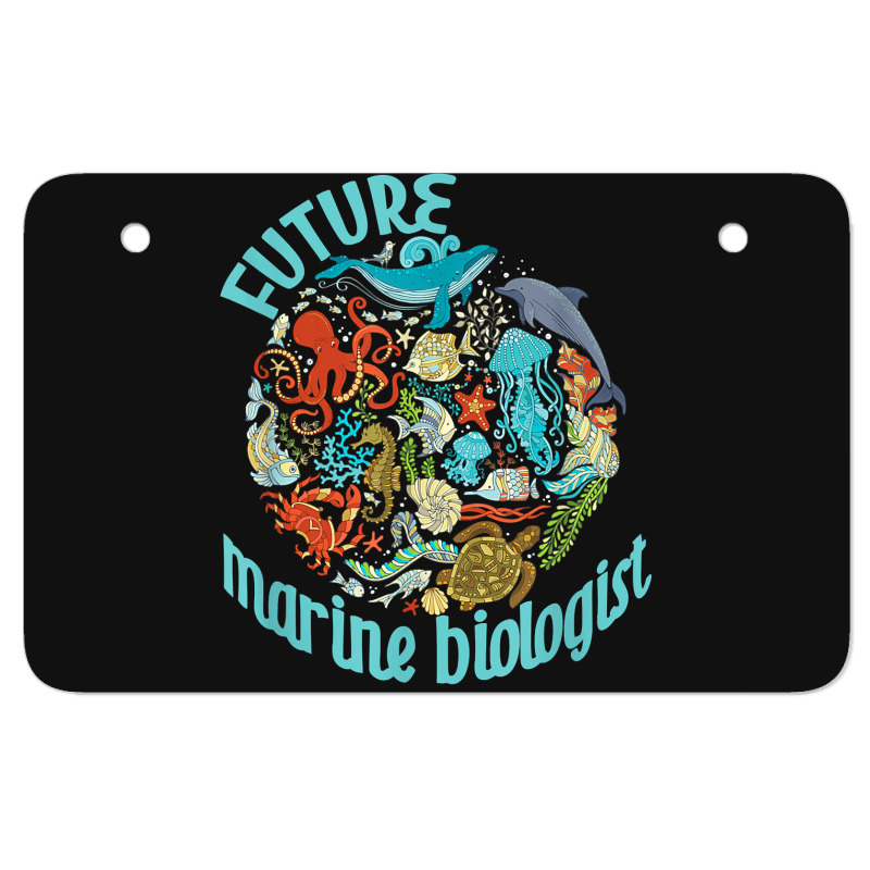 Future Marine Biologist Ocean Life Drawing Whale Octopus Atv License Plate | Artistshot