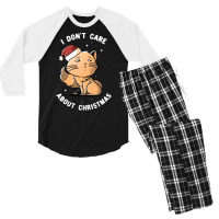 I Don?t Care About Christmas Cute Snob Cat Gift Men's 3/4 Sleeve Pajama Set | Artistshot