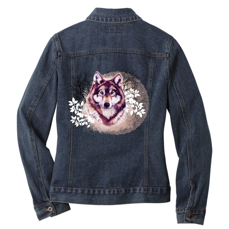 Wolf In Winter, Wolf In Winter Vintage, Wolf In Winter Art, Wolf In Wi Ladies Denim Jacket by cm-arts | Artistshot