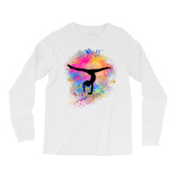 Girls Rainbow Gymnastics Female Gymnast Silhouette Handstand T Shirt Long Sleeve Shirts | Artistshot