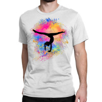 Girls Rainbow Gymnastics Female Gymnast Silhouette Handstand T Shirt Classic T-shirt | Artistshot