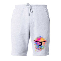 Girls Rainbow Gymnastics Female Gymnast Silhouette Handstand T Shirt Fleece Short | Artistshot