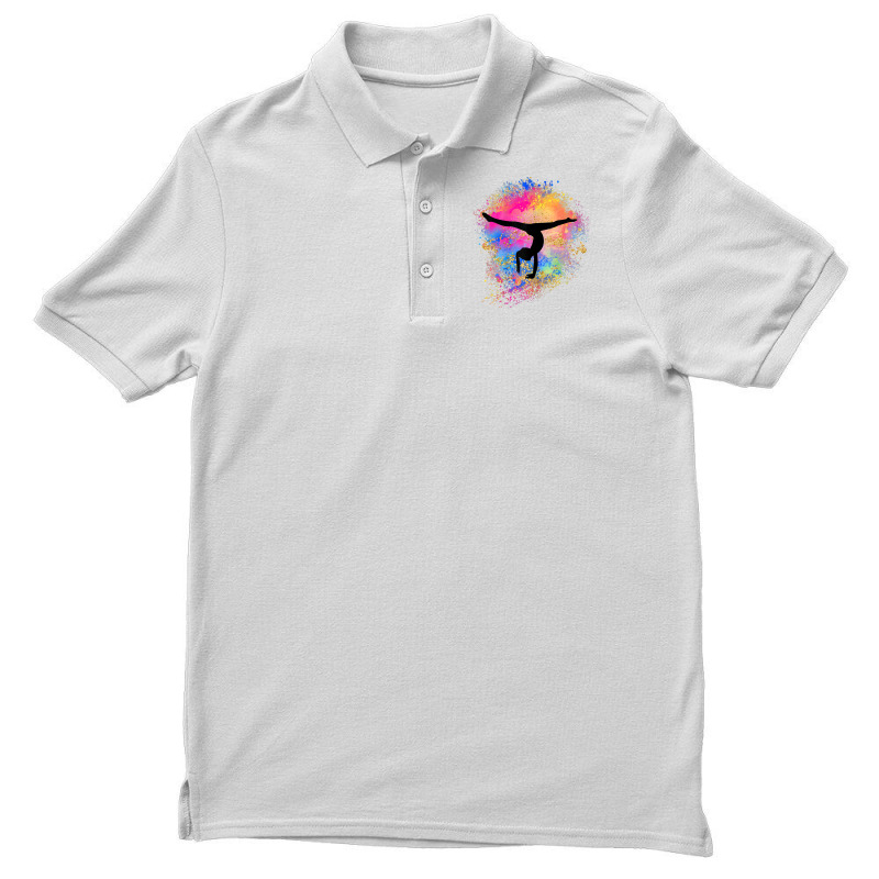 Girls Rainbow Gymnastics Female Gymnast Silhouette Handstand T Shirt Men's Polo Shirt by cm-arts | Artistshot