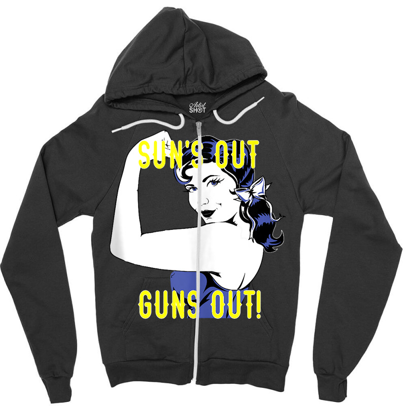 Sun's Out Guns Out With Rosie Tank Top Zipper Hoodie by lukaegawaefu | Artistshot