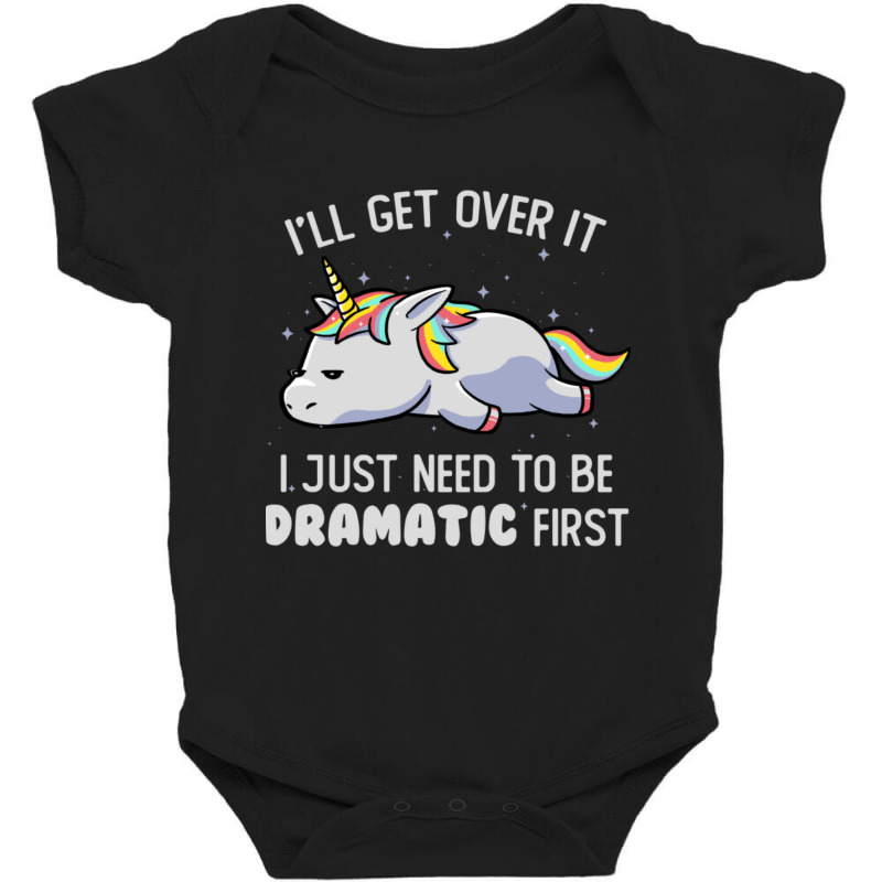 I Just Need To Be Dramatic Lazy Unicorn Gift Baby Bodysuit by cm-arts | Artistshot