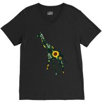 Giraffe Sunflower Girl Floral Ruminant Hawaiian Women Gift V-neck Tee | Artistshot