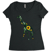 Giraffe Sunflower Girl Floral Ruminant Hawaiian Women Gift Women's Triblend Scoop T-shirt | Artistshot