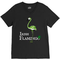 funky irish flamingo green bird st pattys day t shirt V-Neck Tee | Artistshot