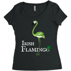 funky irish flamingo green bird st pattys day t shirt Women's Triblend Scoop T-shirt | Artistshot