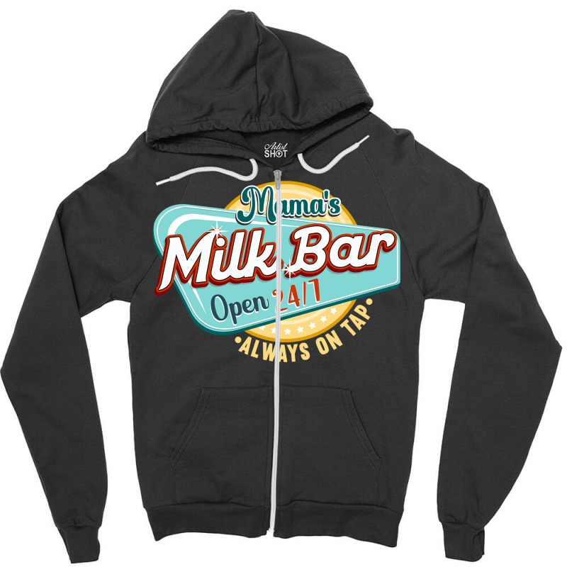 Mama's Boobery Milkshake Breast Milk Bar I Breastfeeding Long Sleeve T Zipper Hoodie by cm-arts | Artistshot