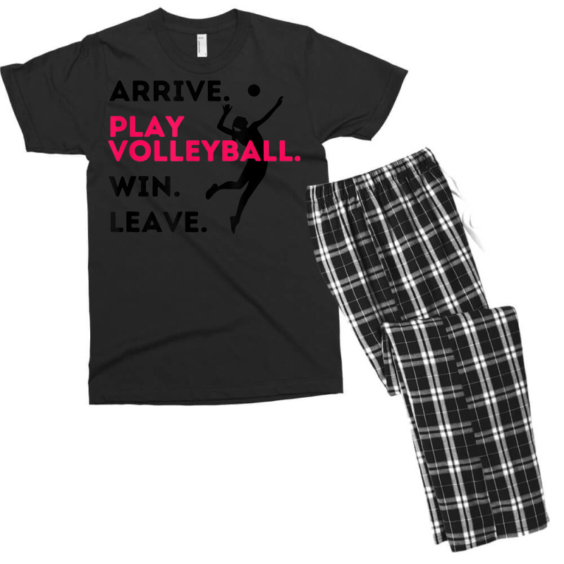 Arrive. Play Volleyball. Win. Leave.   Fun Volleyball Player Men's T-shirt Pajama Set by Queens | Artistshot