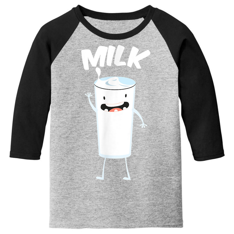 Milk Glass Halloween Costume Smiling Pun Funny Gift T Shirt Youth 3/4 Sleeve by fashyshaevozho | Artistshot