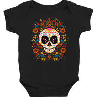 Mexican Sugar Skull, Mexican Sugar Skull Art, Mexican Sugar Skull Vint Baby Bodysuit | Artistshot