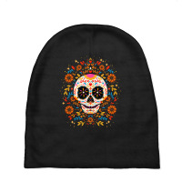 Mexican Sugar Skull, Mexican Sugar Skull Art, Mexican Sugar Skull Vint Baby Beanies | Artistshot