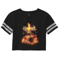 Flaming Skeleton Drummer Set 1, Flaming Skeleton Drummer Set 1 Art, Fl Scorecard Crop Tee | Artistshot