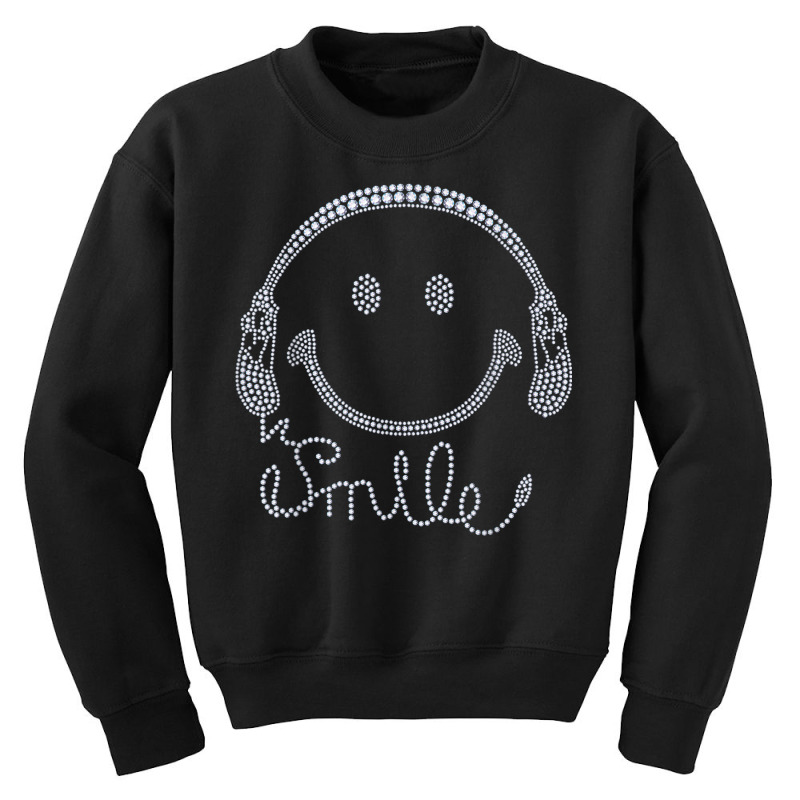 Smile Headphone Rhinestone Design For Woman Birthday Gril Youth Sweatshirt by Outpost | Artistshot