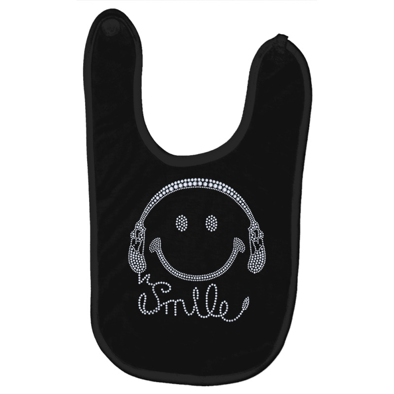 Smile Headphone Rhinestone Design For Woman Birthday Gril Baby Bibs by Outpost | Artistshot