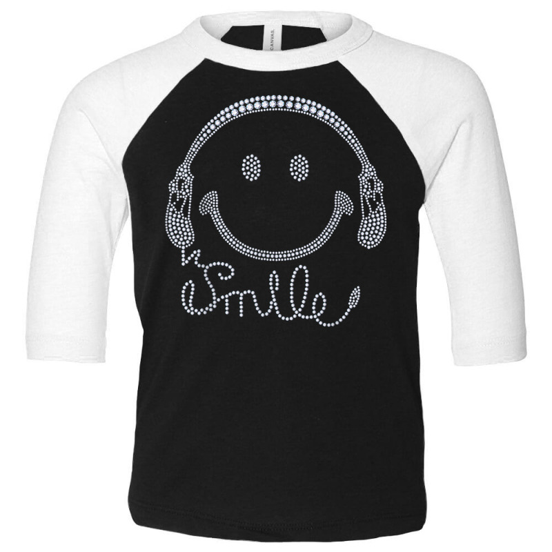 Smile Headphone Rhinestone Design For Woman Birthday Gril Toddler 3/4 Sleeve Tee by Outpost | Artistshot