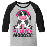 Milk Cow Loves Music Livestock Breeder Organic Farmer Youth 3/4 Sleeve | Artistshot