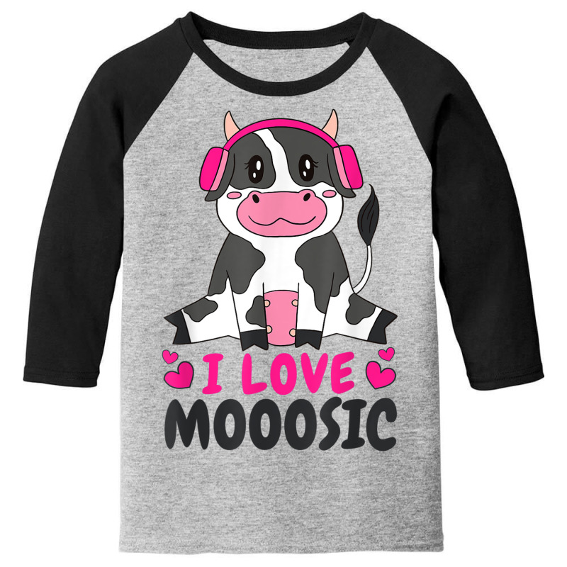 Milk Cow Loves Music Livestock Breeder Organic Farmer Youth 3/4 Sleeve by Outpost | Artistshot