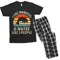 I Like Manatees And Maybe 3 People Sea Cow Lover Retro Men Men's T-shirt Pajama Set | Artistshot