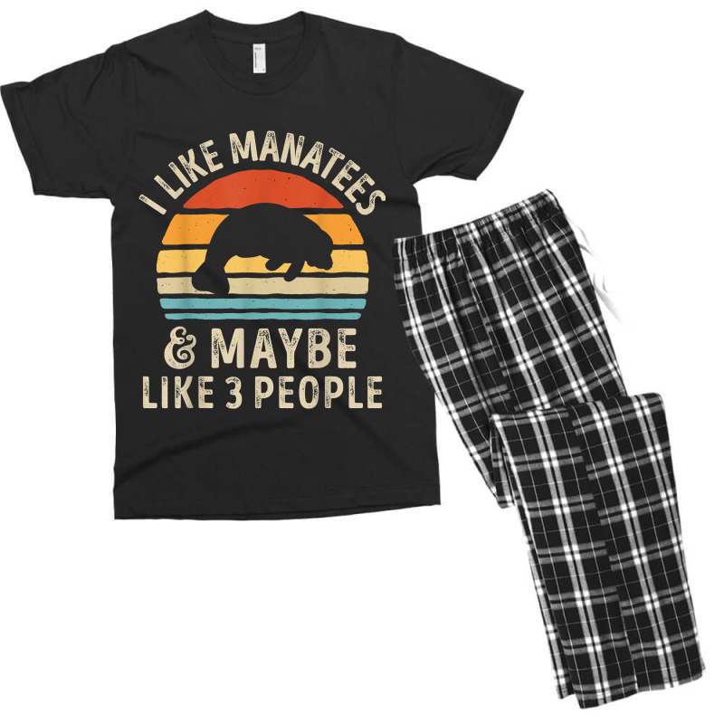 I Like Manatees And Maybe 3 People Sea Cow Lover Retro Men Men's T-shirt Pajama Set by LaticiaSandgren | Artistshot