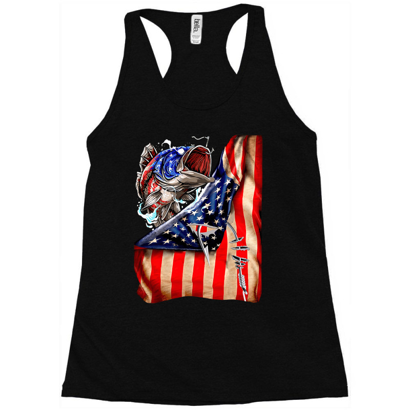 Fishing Hooked American Flag, Fishing Hooked American Flag Art, Fishin Racerback Tank by cm-arts | Artistshot