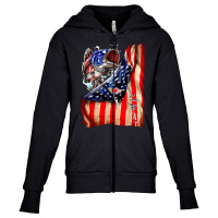 Fishing Hooked American Flag, Fishing Hooked American Flag Art, Fishin Youth Zipper Hoodie | Artistshot