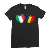 Romania Italy Heart Italian Flag Romanian Flag Love Heart T Shirt Ladies Fitted T-shirt | Artistshot