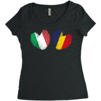 Romania Italy Heart Italian Flag Romanian Flag Love Heart T Shirt Women's Triblend Scoop T-shirt | Artistshot