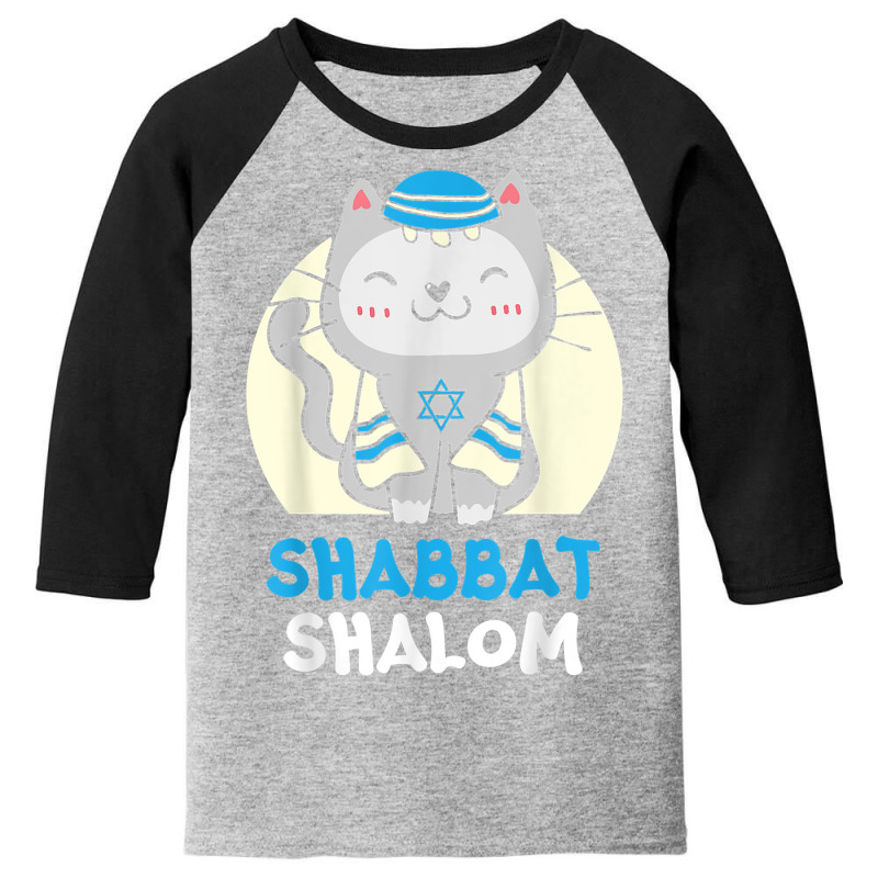 Shabbat Shalom Cat Lover Holy Day Judaism Yom Kippur T Shirt Youth 3/4 Sleeve | Artistshot