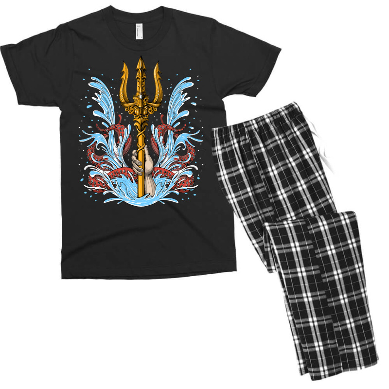 Poseidon Trident, Poseidon Trident Painting, Poseidon Trident Vintage, Men's T-shirt Pajama Set | Artistshot