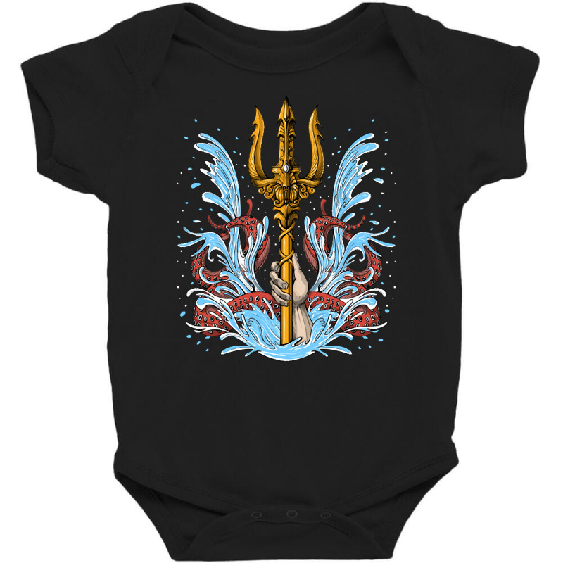 Poseidon Trident, Poseidon Trident Painting, Poseidon Trident Vintage, Baby Bodysuit | Artistshot