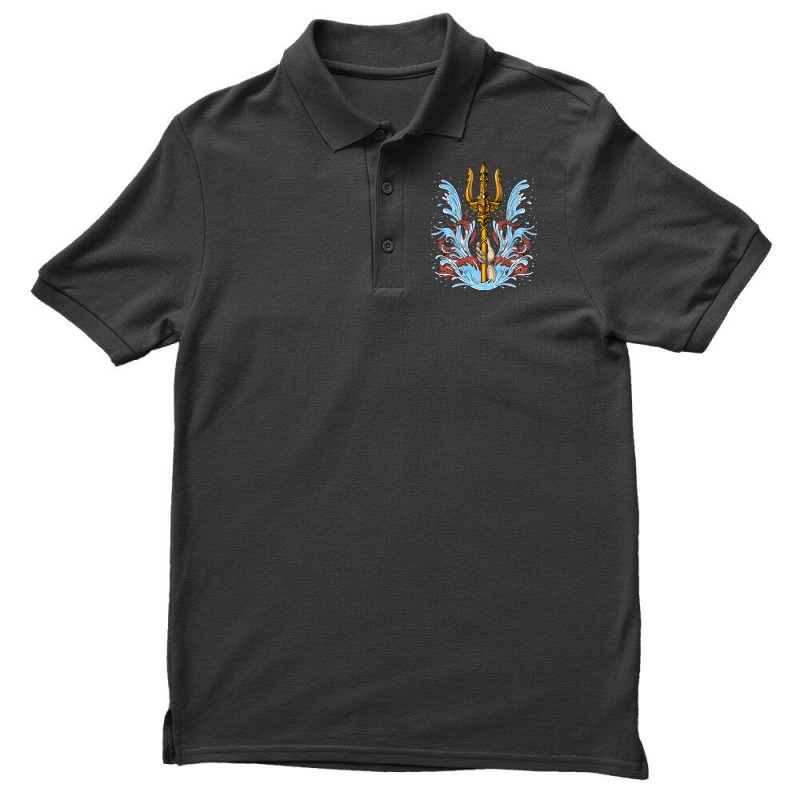 Poseidon Trident, Poseidon Trident Painting, Poseidon Trident Vintage, Men's Polo Shirt | Artistshot