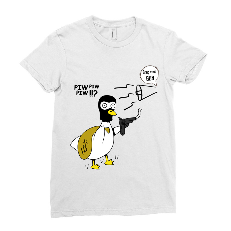 Duck With A Gun Ladies Fitted T-Shirt by cm-arts | Artistshot