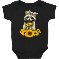 Sunflower Raccoon Lady, Sunflower Raccoon Lady Painting, Sunflower Rac Baby Bodysuit | Artistshot