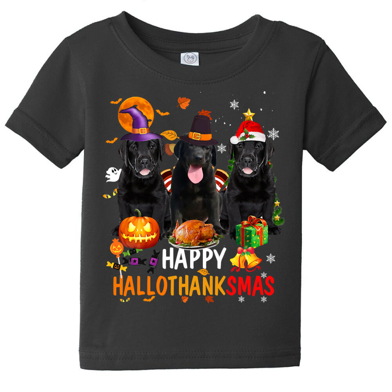 Black Lab Dog Halloween Merry Christmas Happy Hallothanksmas Baby Tee | Artistshot