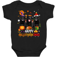 Black Lab Dog Halloween Merry Christmas Happy Hallothanksmas Baby Bodysuit | Artistshot