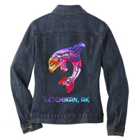 Ketchikan Alaska Se Native American Indian Orca Killer Whale Ladies Denim Jacket | Artistshot