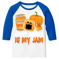 First Grade Halloween T  Shirt Team First Grade Is My Jam Rainbow Funn Youth 3/4 Sleeve | Artistshot