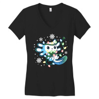 Axolotl Wrapped Up In Christmas Lights Funny Xmas 446 Women's V-neck T-shirt | Artistshot