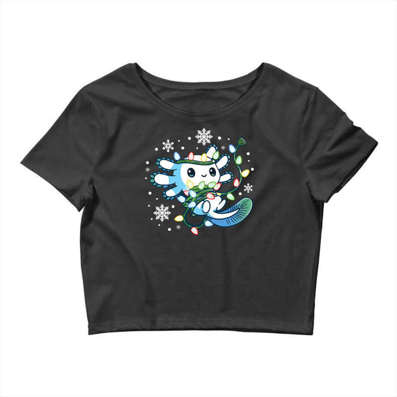 Axolotl Wrapped Up In Christmas Lights Funny Xmas 446 Crop Top by coolquirrell | Artistshot