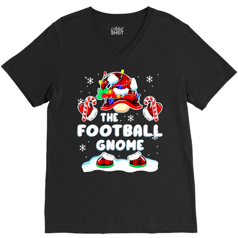 Football Football Gnome Red Plaid Gnomies Matching Family Christmas 97 V-Neck Tee by coolquirrell | Artistshot