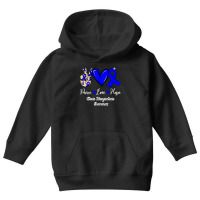 Ataxia Telangiectasia Awareness Peace Love Hope Blue Ribbon T Shirt Youth Hoodie | Artistshot