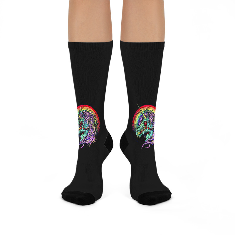 Zombie Unicorn, High Quality Microfiber, Zombie Unicorn Art, Zombie Un Crew Socks | Artistshot